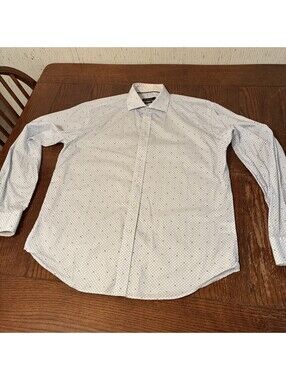 Bugatchi Shaped Fit Shirt Men’s L Long Sleeve Button Up All Over Geometric Print